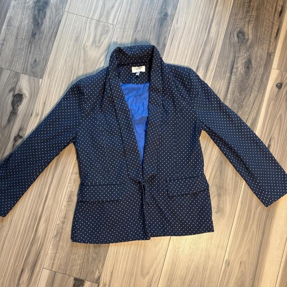 Harlyn navy blue polka dot blazer with blue lining, size M